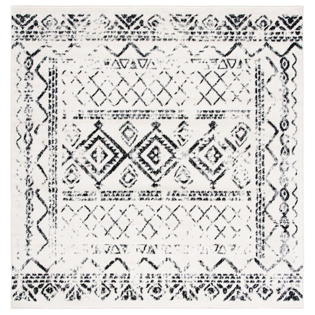 Flowers First 3 x 3 ft. Tulum Bohemian & Contemporary Square Area Rug Ivory & Black FL1862505